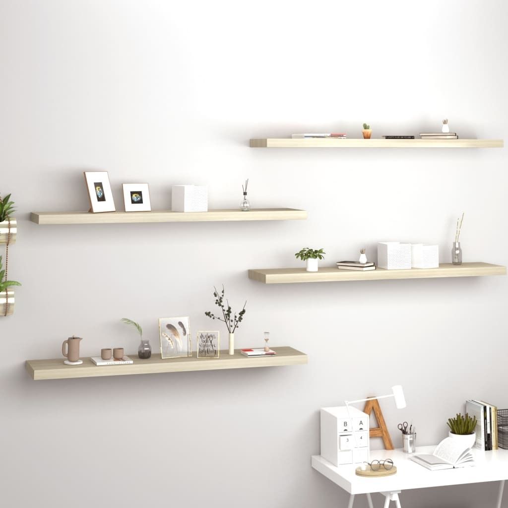 Stabli Möbel Schweberegale 4 Stk. Eichen-Optik 120x23,5x3,8 cm MDF - Wandregale CC6527729 1parcel