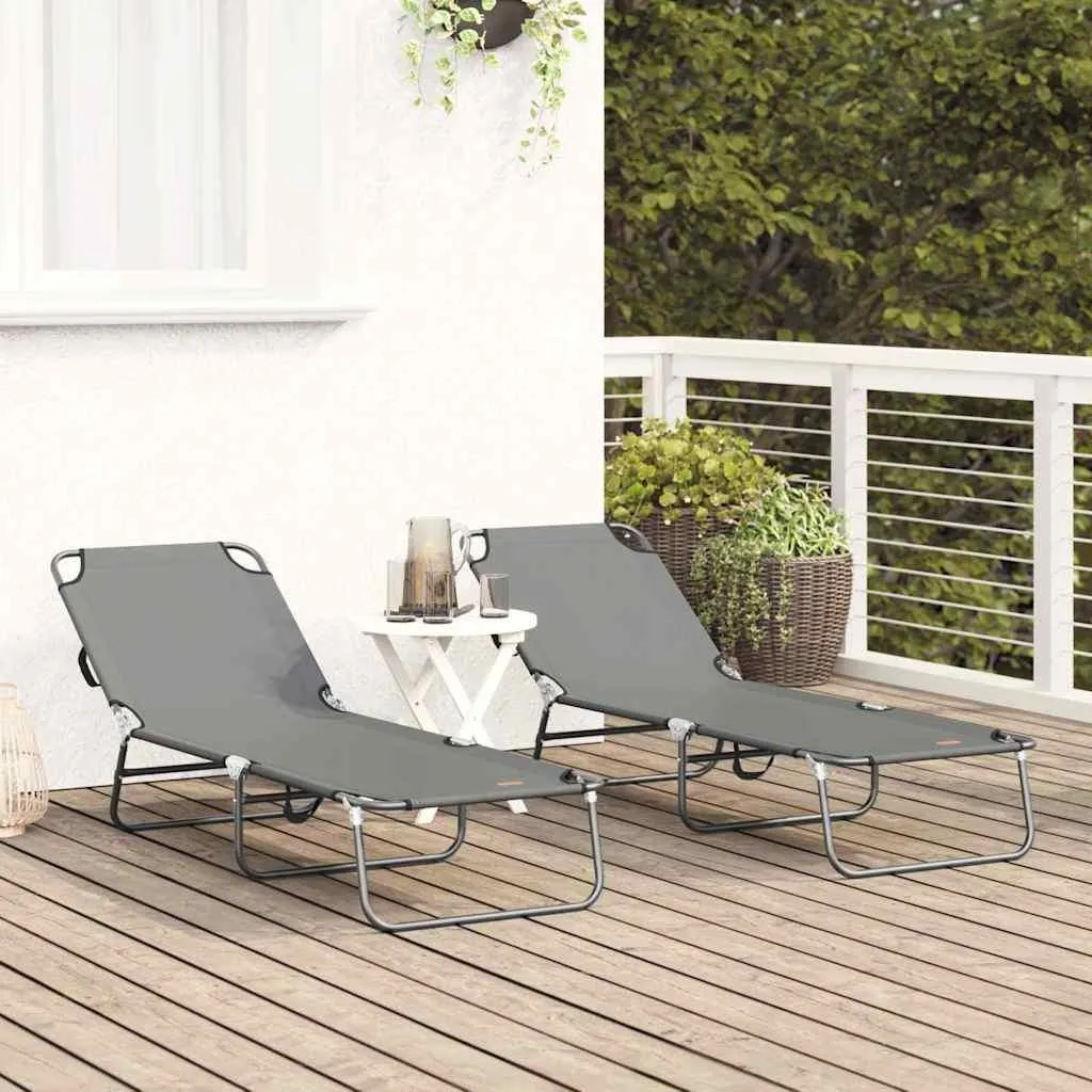 Arredo Giardino vidaXL: Set 2 Lettini Moderni Grigio Antracite - 3