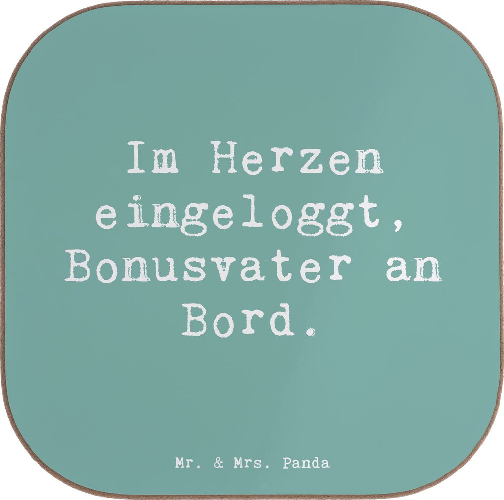 Mr. & Mrs. Panda Holzuntersetzer Spruch Bonusvater Herz - Meeresbrise - Geschenk, Elternteil, Geburtstage, Handarbeit, Tassen Untersetzer, Tischsch...