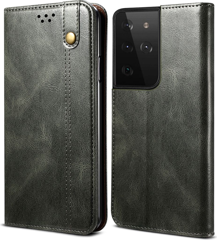 Galaxy S22 Ultra 5G Hülle, Leder Flip Brieftasche Schutzhülle für Samsung Galaxy S22 Ultra 5G Grün