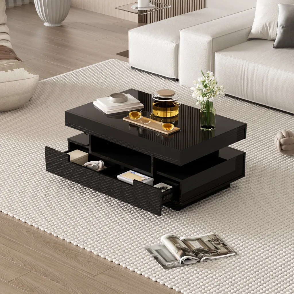 Table basse moderne pour salon avec LED et rangements spacieux - 6