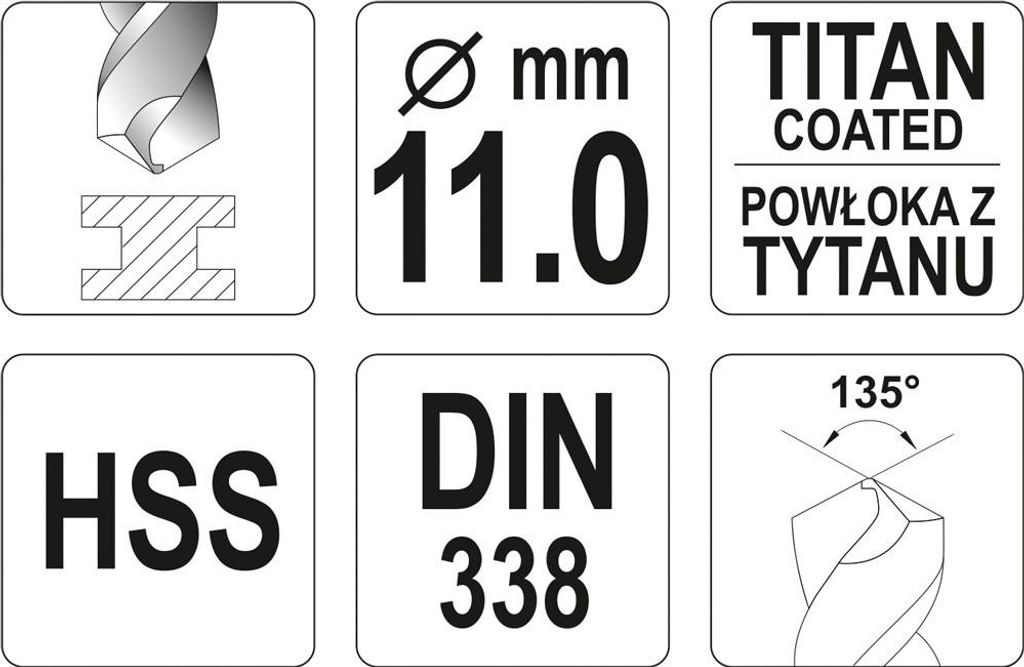 HSS-TiN METALLBOHRER BOHRER 11 MM YT-44664 YATO