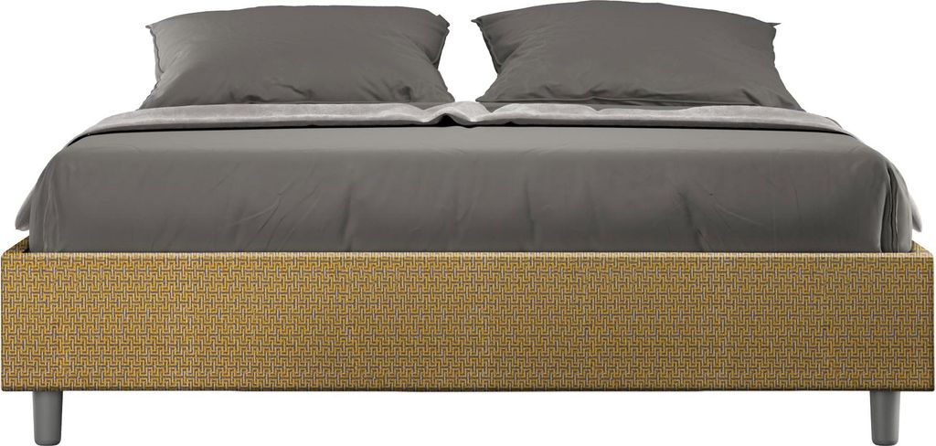 ITYHOME - Gepolstertes Bett mit Bettkasten 160x190 mit Stoffbezug Labirinto 06 Gelb Azelia