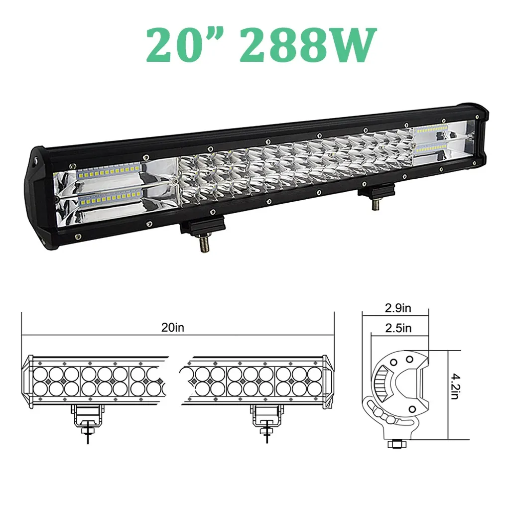 Barre LED 288W 20 pouces haute puissance faisceau combiné pour 4x4