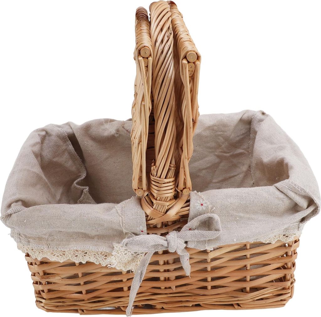 Picknickkorb aus Weidengeflecht mit Deckelgriff, herausnehmbarem Einsatz, multifunktional, Gartenernte für Blumen, Obst, Gemüse, Gänseblümchen