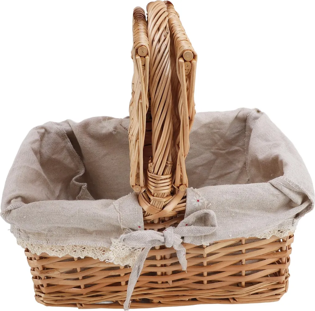 Panier pique-nique en osier avec couvercle et doublure amovible - 40cm