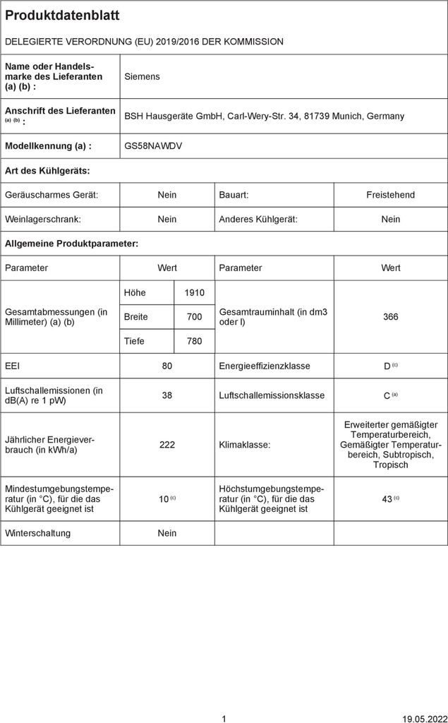Siemens Gefrierschrank Stand weiß iQ500 GS58NAWDV Produktbild 11