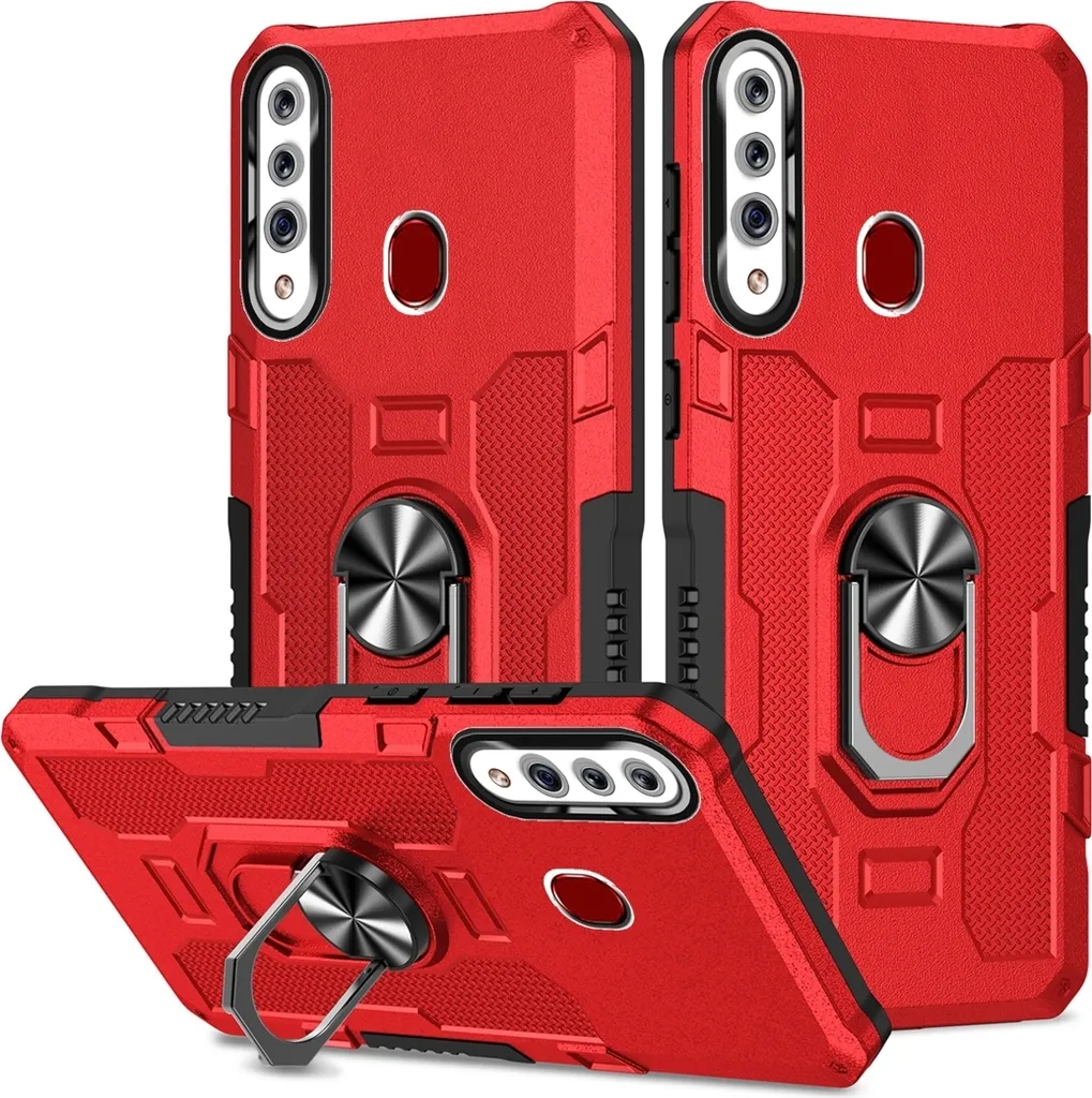 Galaxy A20S Case: Il Rosso che Protegge con Stile e Anello Smart
