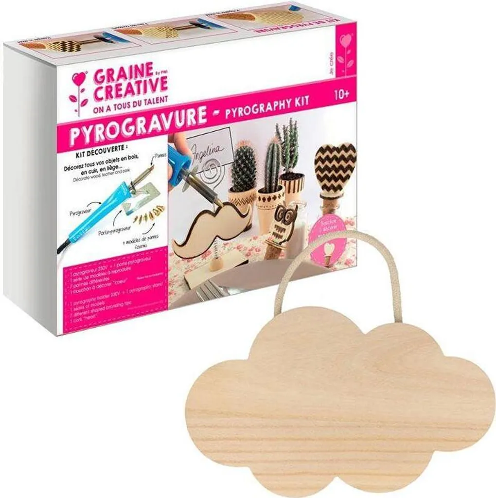 Piston de brûlage en bois naturel et nuage suspendu de 25 cm artisanal