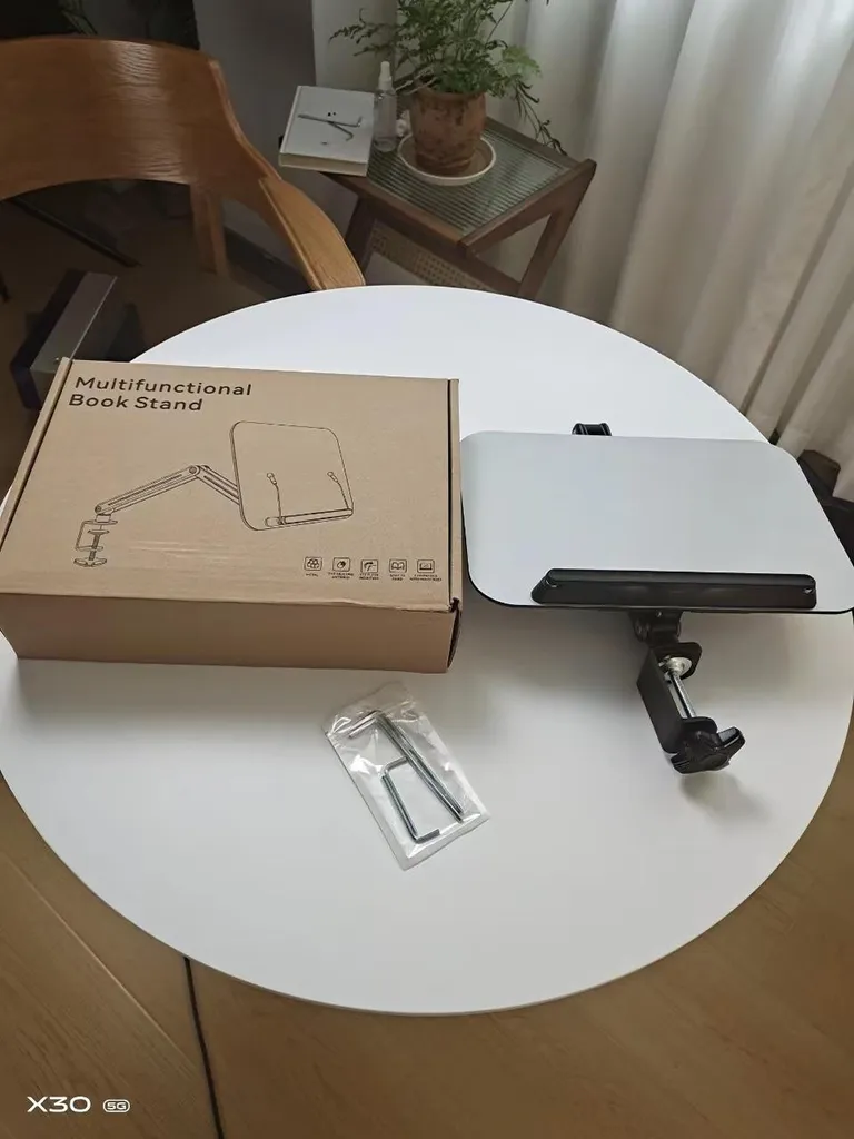 Support de livre articulé en aluminium pliable avec rotation à 360°
