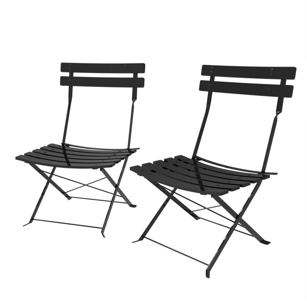 Chaise pliante noire lot de 2 en métal pour jardin et balcon extérieur