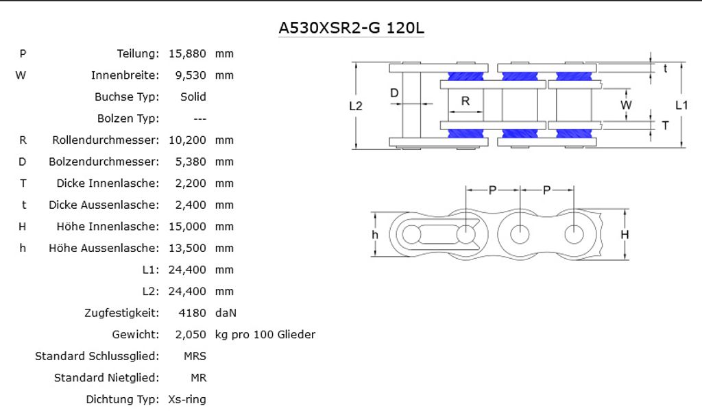 AFAM A530XSR2G X-Ring Kette 530