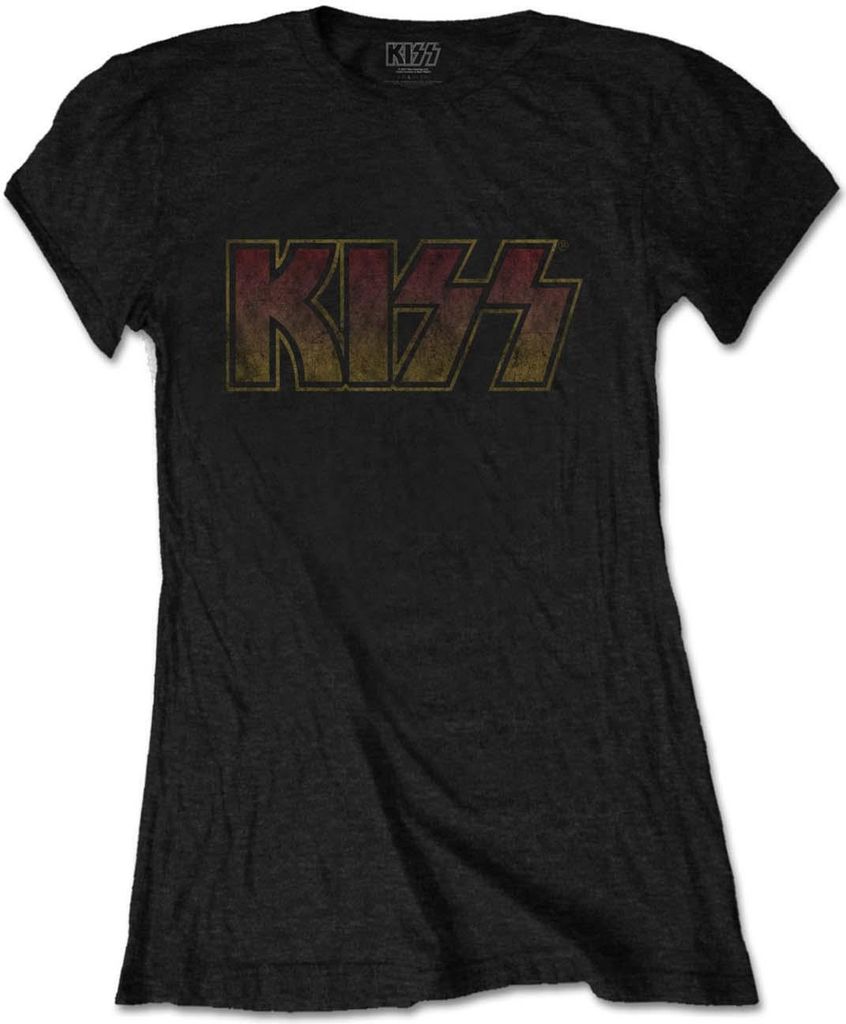 Kiss - T-Shirt Logo für Damen RO5847 (S) (Schwarz)