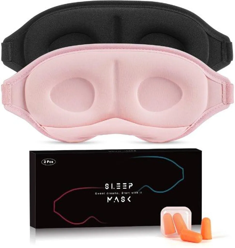 Masque Sommeil Occultant 3D Réglable - Confort Ultra Doux - Lot x2