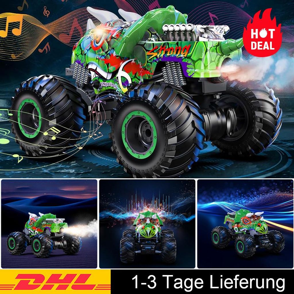 Dinosaurier Monster Truck Spielzeug für Jungen-Fernbedienung Dinosaurier Monster Autos