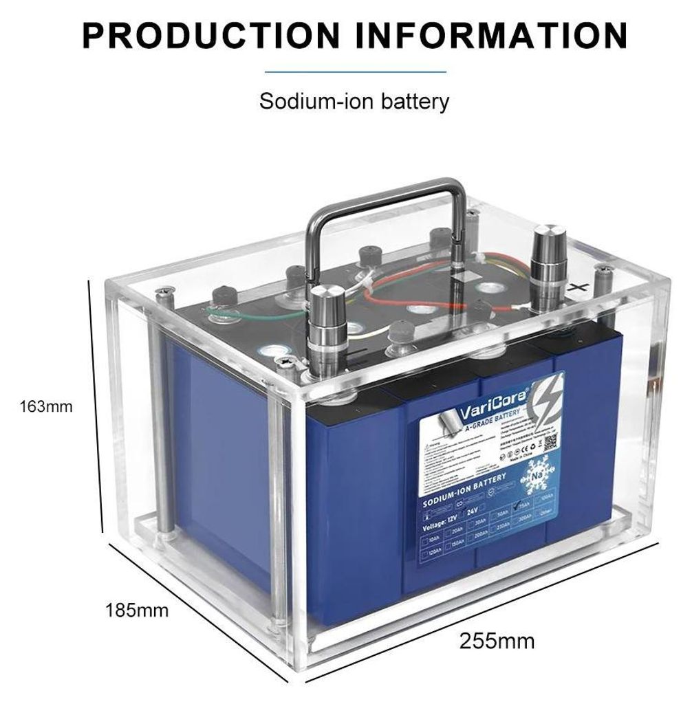 12V 75Ah Natrium-Ionen-Batterie - Wiederaufladbarer Deep-Cycle-Akku - Niedrige Temperatur - Für Wohnmobil Boot Golfcart Off-Grid-Solar