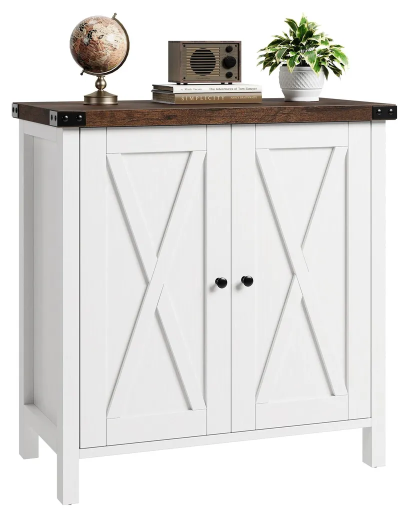 Gagnez de la place : Buffet de rangement cottage compact blanc et marron