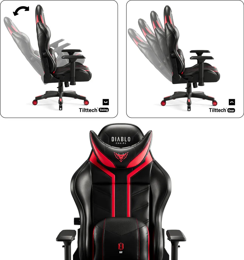 Siège Gaming 4D Diablo X-Ray Design Ergonomique et Dossier Inclinable - 6