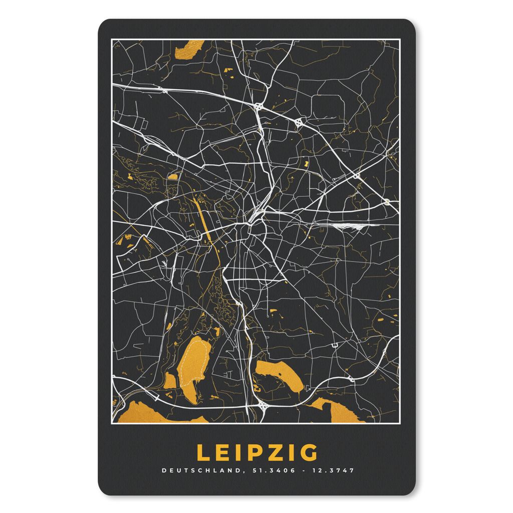 MuchoWow® Mauspad Mousepad Leipzig - Gold - Stadtplan - Produktbild 