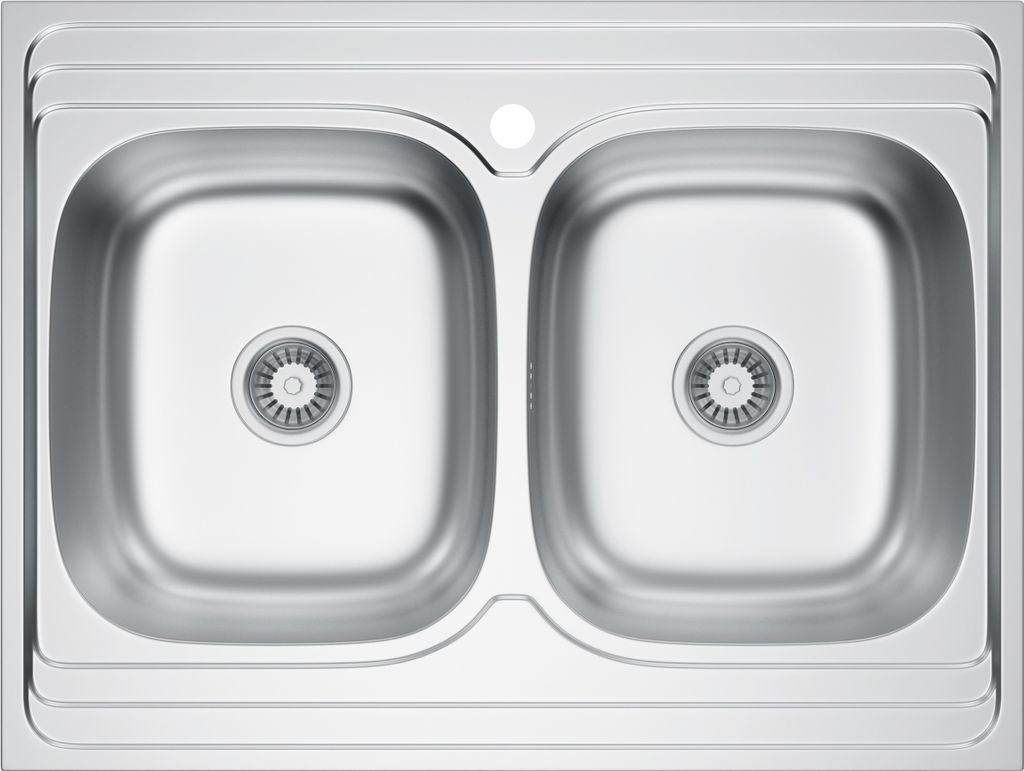 Dvojdřez z oceli Satin Chrome 80X60 Dřez se sifonem Obrázek produktu 1