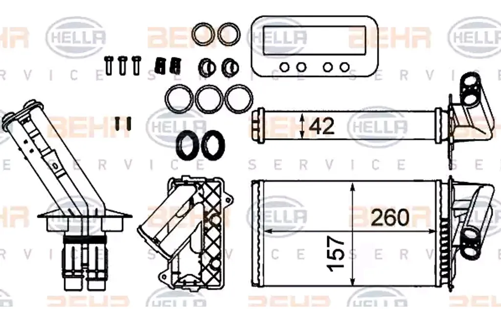 Radiateur de chauffage intérieur HELLA compatible Renault Laguna II