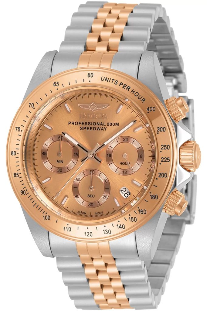Invicta Speedway 30994 uhr - Wasserdicht - Analog - Quarzuhrwerk - Edelstahl mit roségoldenen zifferblat - 39mm