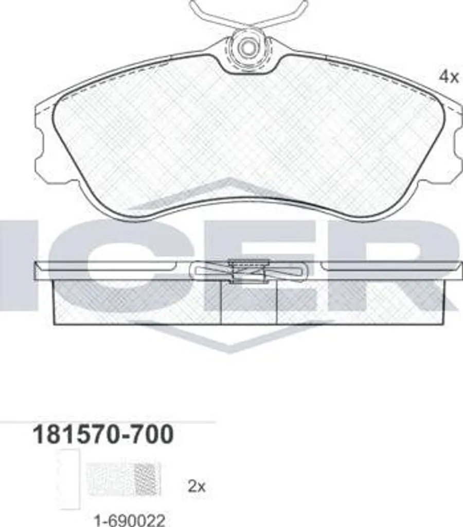 Plaquettes de frein ICER 181570-700 pour Partner et Berlingo OE 1617273180
