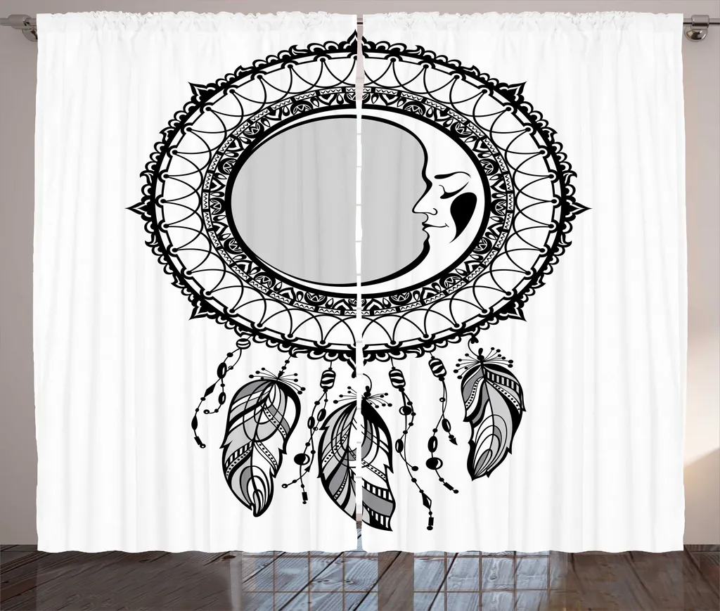 ABAKUHAUS Magic Moon Rideau Rustique Capteur de Rêves 280x225cm Taupe