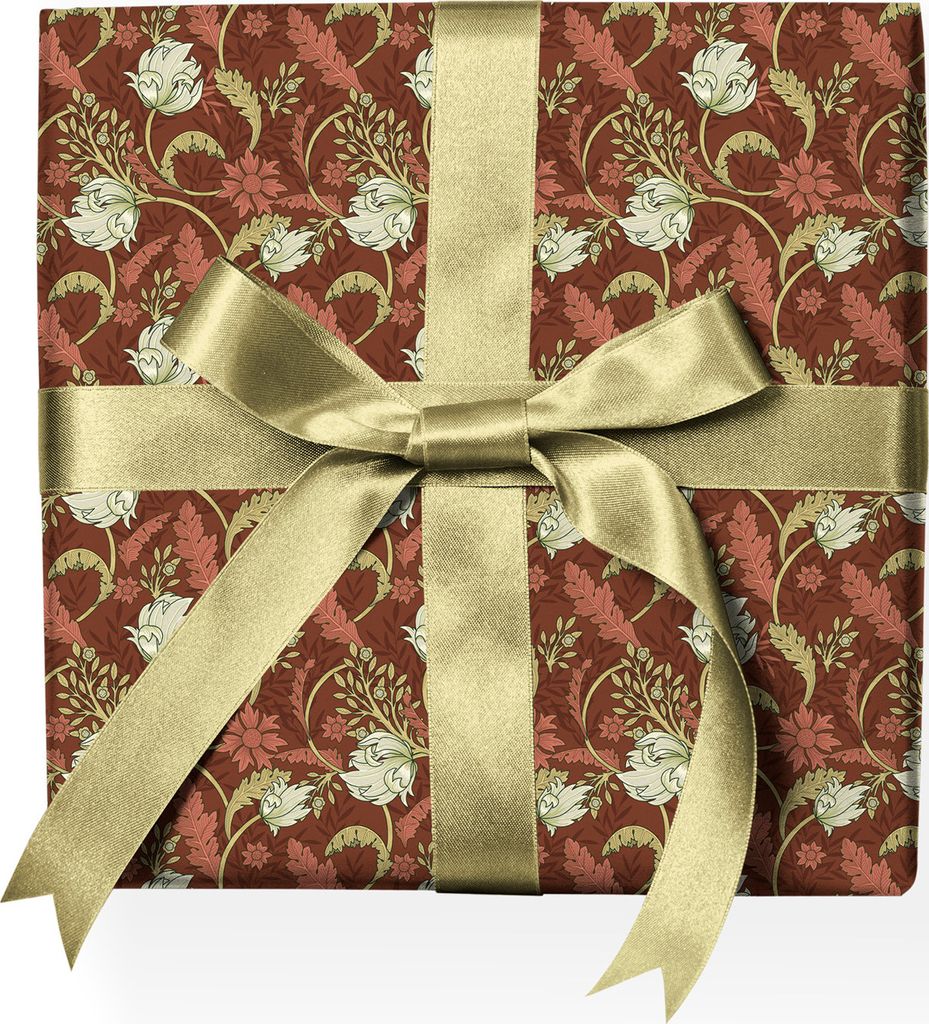 Schönes Jugendstil florales Geschenkpapier mit Tulpen und Blatt Ranken, rot - G22185, 32 x 48cm