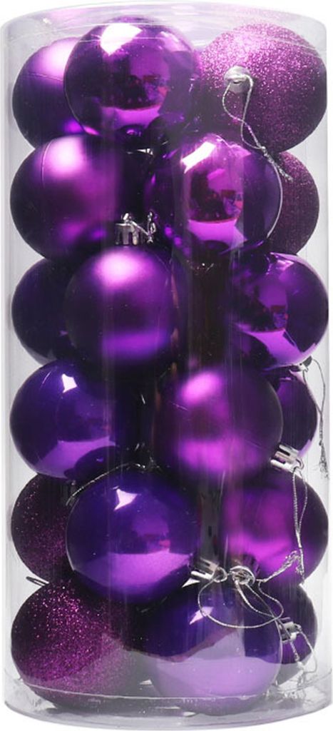 24PCS Weihnachtsbällchen Lanyard Design Unzerbrechlich wiederverwendbares Weihnachtsfeier -Dekor hängen matte Bälle für Party-Lila