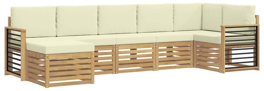 vidaXL Outdoor-Sofagarnitur 7 pcs Weiß und Creme