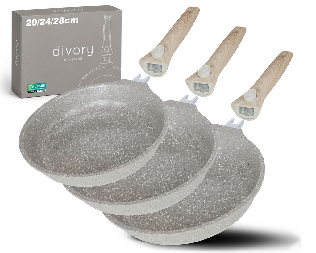 DIVORY 3-tlg. Pfannenset mit Keramikbeschichtung und Produktbild  KI-generiertes Bild