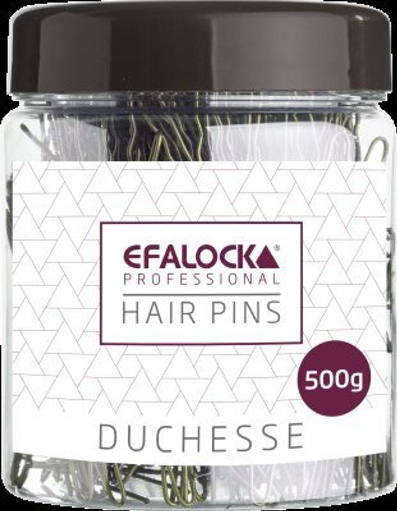 A clear, front-facing product shot of a jar of hair pins.