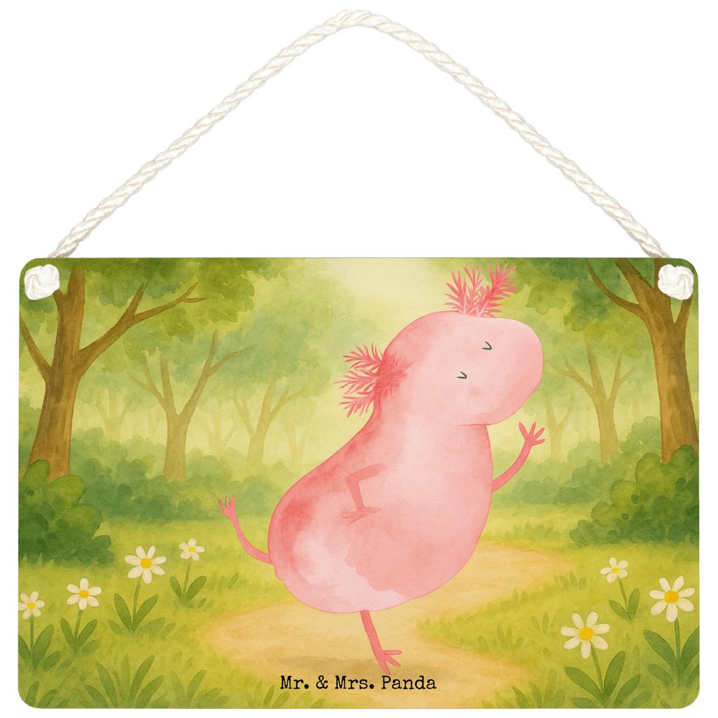 Mr. & Mrs. Panda Schild Axolotl Tanzen Design DIN A5 - Weiß - Geschenk, Freudig, kleine aufmerksamkeit, Freundin, Türschild, Sterne, holzbild, gu...