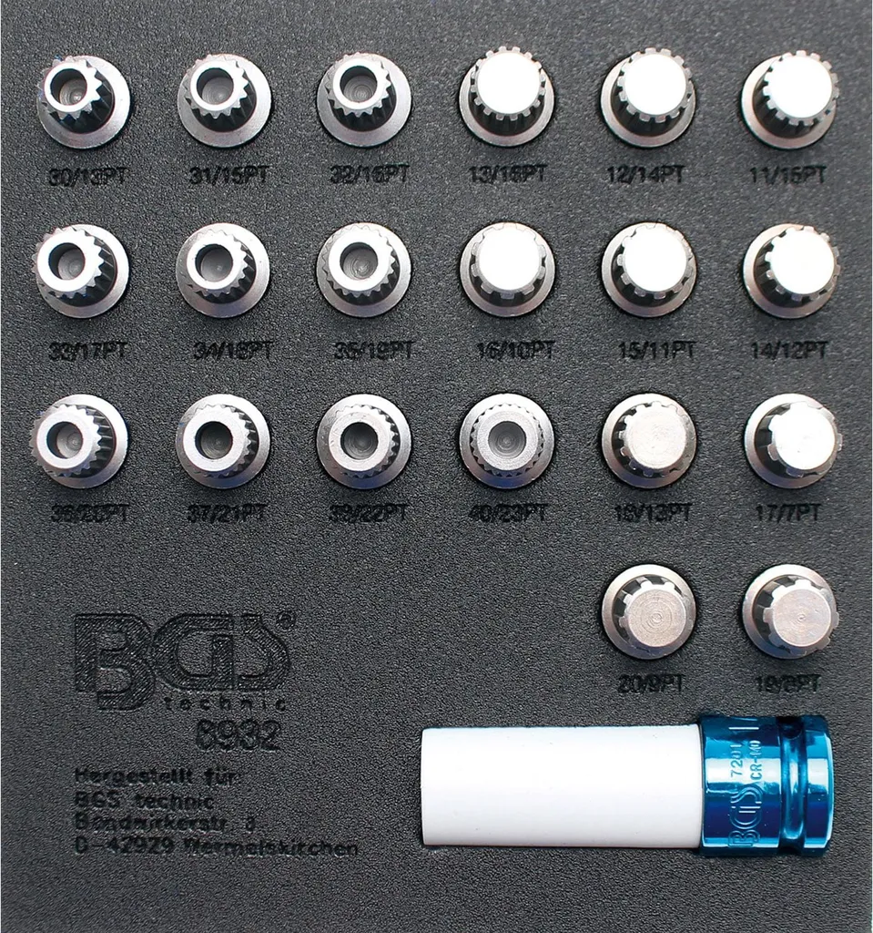 Kit BGS 8932 extraction antivol de jante BMW en acier Chrome Vanadium