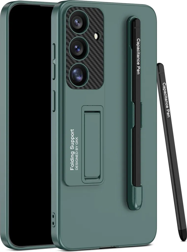 GKK Custodia Sottile per Samsung Galaxy S25 con Portapenna e Penna Verde