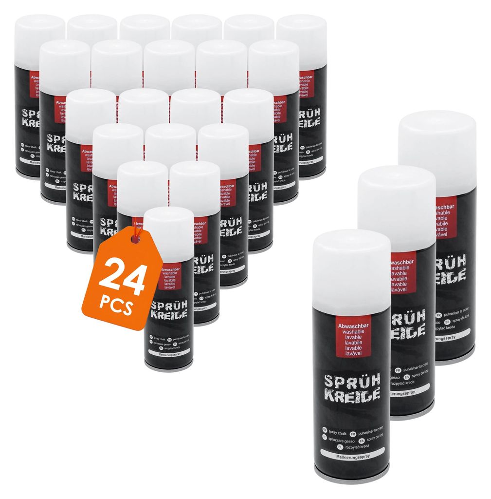 Sprühkreide weiß wasserlöslich 100 ml Dose - 24er Set - Produktbild 