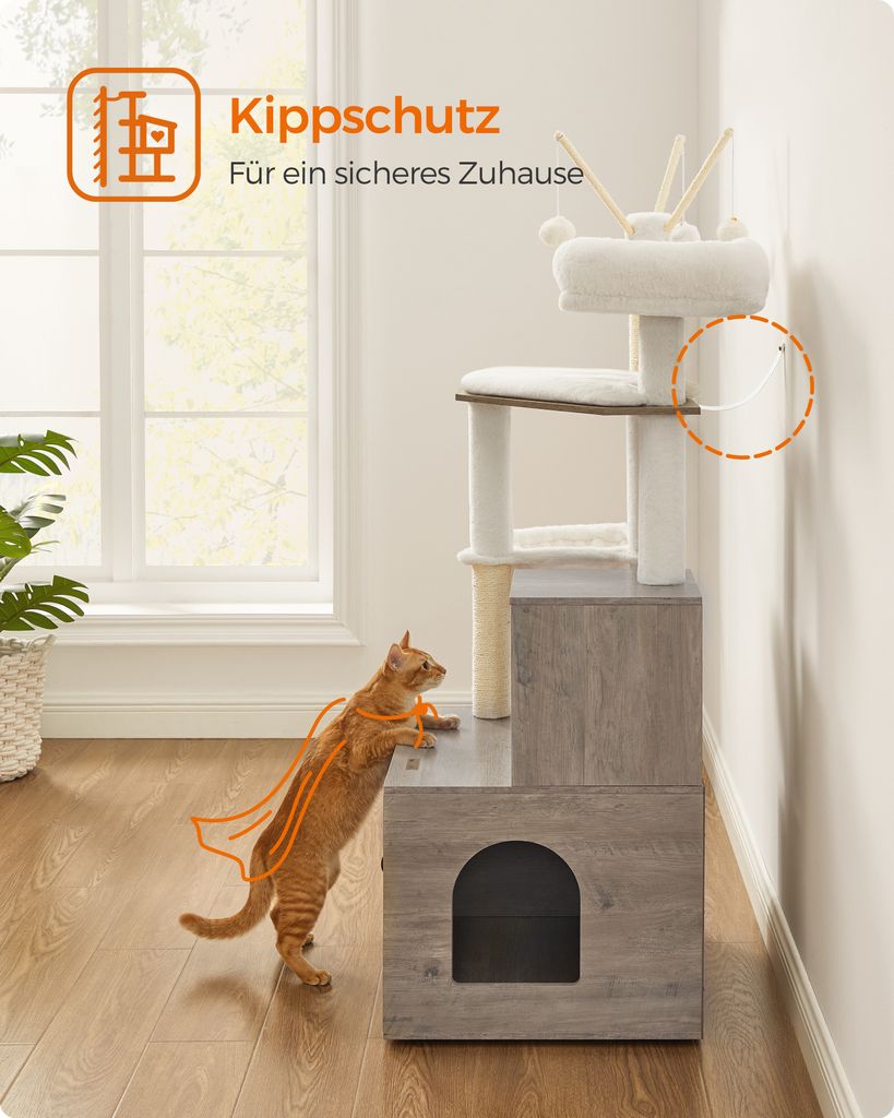 FEANDREA Kratzbaum, mit Katzenklo-Schrank abnehmbaren Produktbild 8
