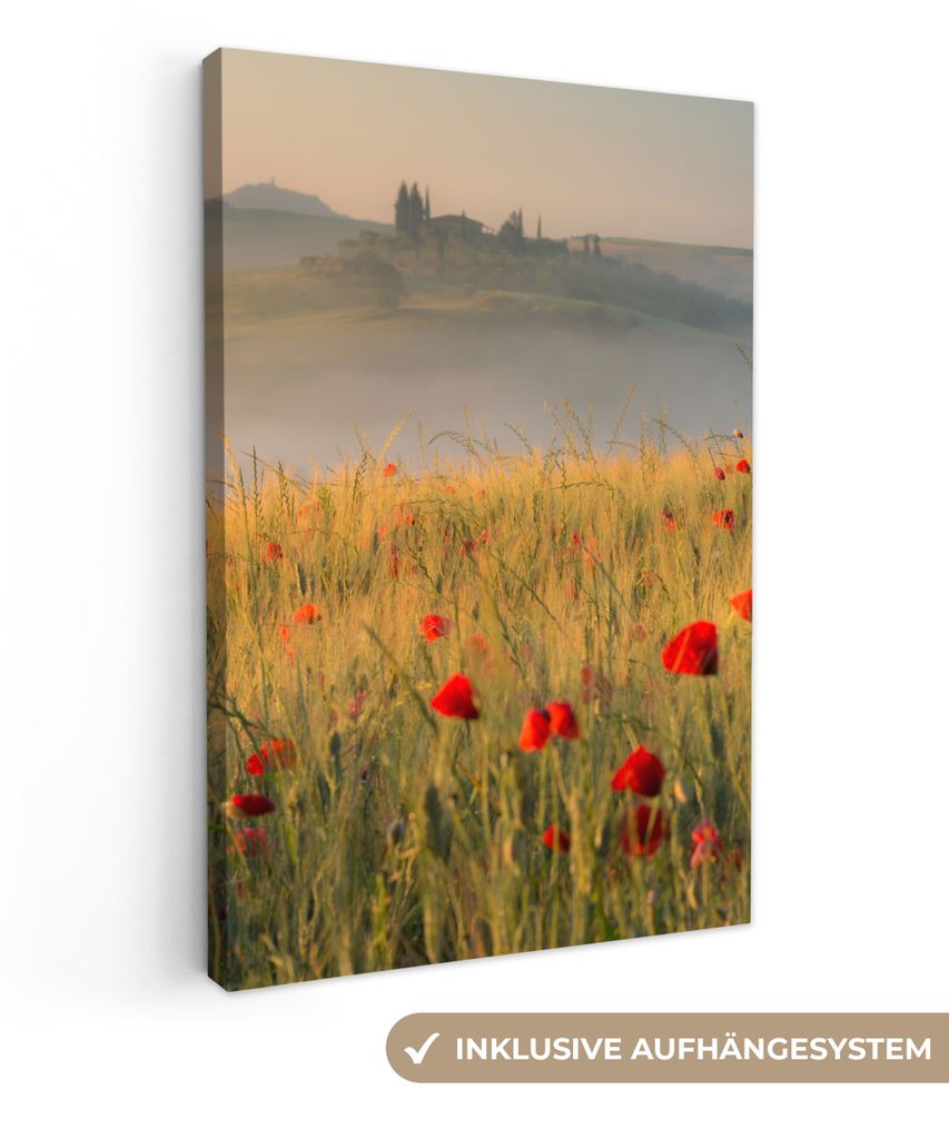 OneMillionCanvasses - Leinwandbilder - 90x140 cm, Toskana - Rosen - Hügel, Wandbilder Kunstdruck Wanddekoration - Foto auf Leinwand - Gemälde a...