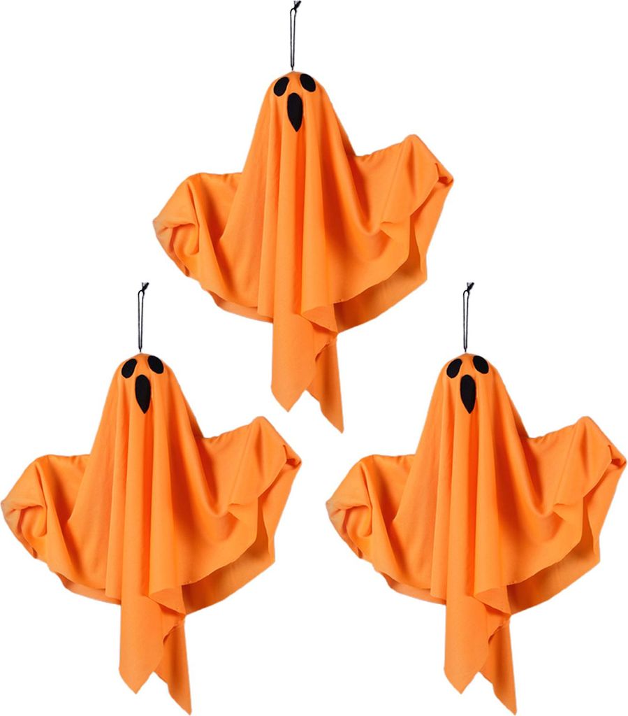 Stück Halloween-Geister zum Aufhängen, 49,4 cm, LED-Beleuchtung, für den Außenbereich, fliegender weißer Geist für Vorgarten, Terrasse, Rasen...