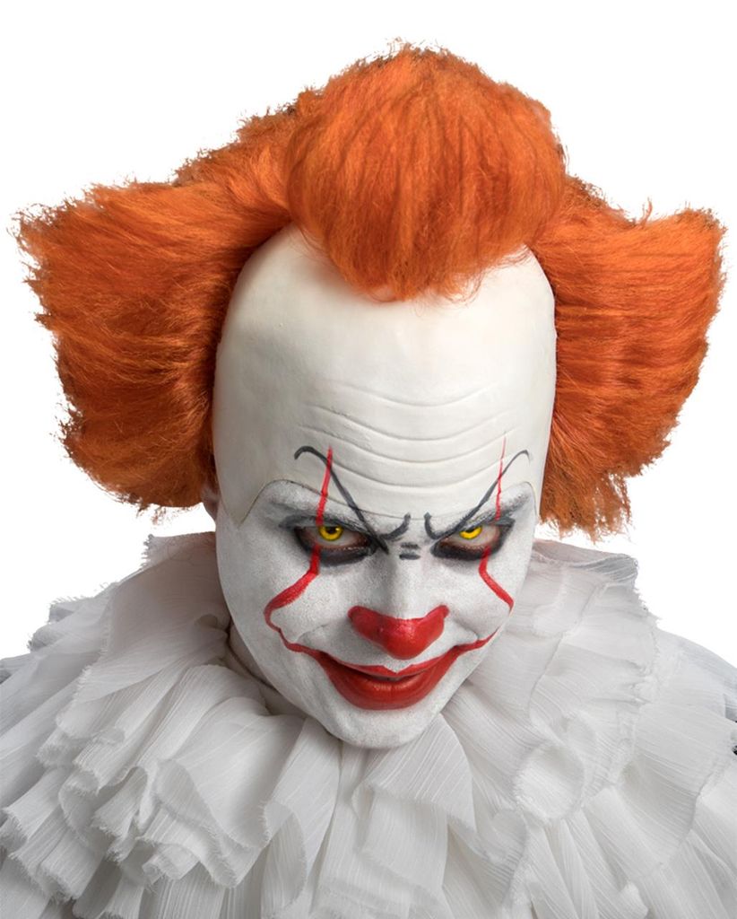 Horror Clown Perücke mit weißer Stirnglatze & Produktbild 