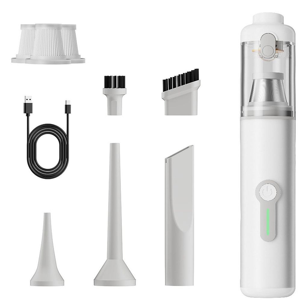 4-in-1 Handstaubsauger kabellos, Autostaubsauger 20.000 Pa, HEPA-Filter, Saugen, Blasen, Aufpumpen, für Zuhause, Büro & Camping, weiß
