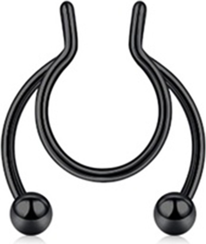 Uni Mode Edelstahl Piercing Nasenclip Ring Ohrstecker Schmuck Zubehör-Schwarz