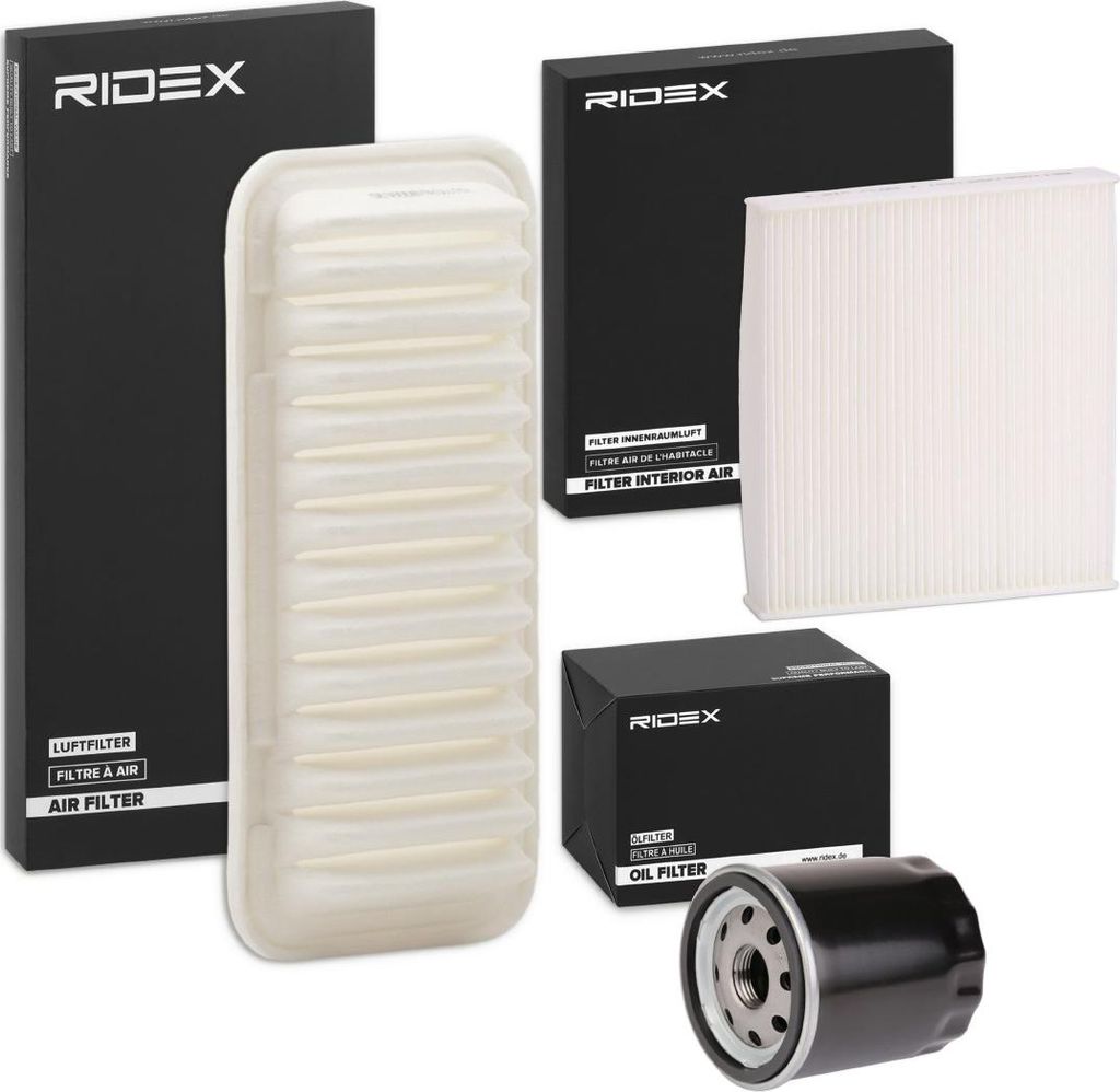 RIDEX Filterset Inspektionspaket Filtersatz für VW Golf VII Schrägheck (5G1, BQ1, BE1, BE2) Polo Schrägheck (6R1, 6C1) Passat Variant (3G5, CB5)