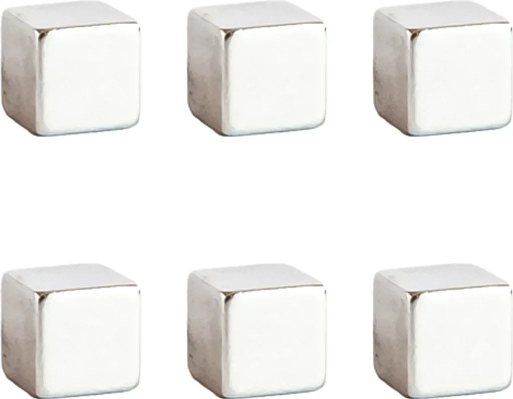 Aimants de Bureau Cubiques Argentés 1x1cm ALLboards - Pack de 6 Pièces