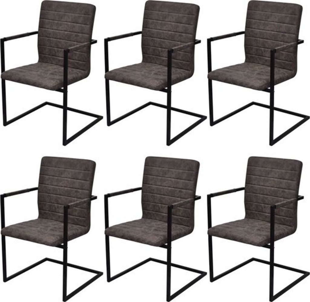 ZEYUAN Freischwinger 6 STK Esszimmerstühle, Stühle Set, Küchenstühle, Besucherstuhl, Stühle Esszimmer, Essensstuhl, Bankettstühle, Grau Kunst...