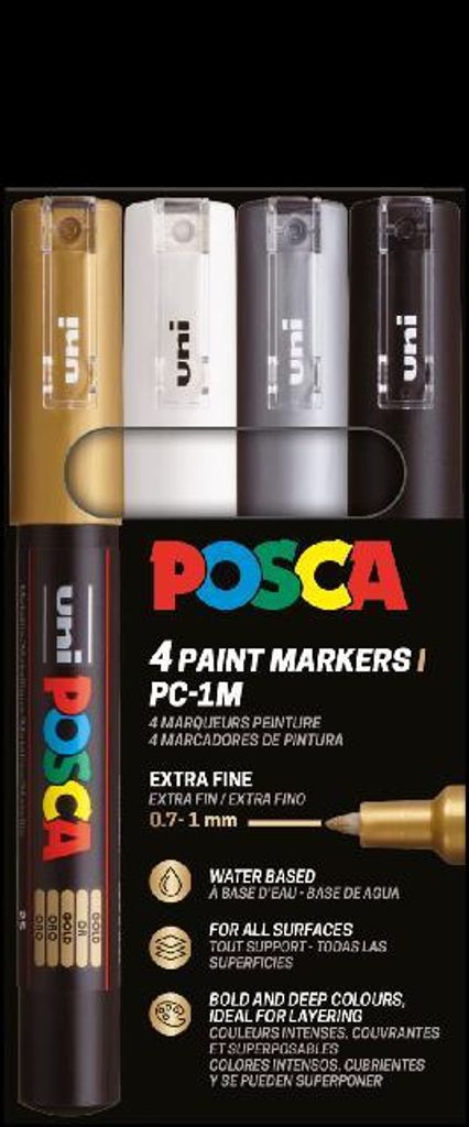 Faber Castell Marker UNI POSCA PC-1MC 0,7 mm 4er Set SWSG Produktbild 