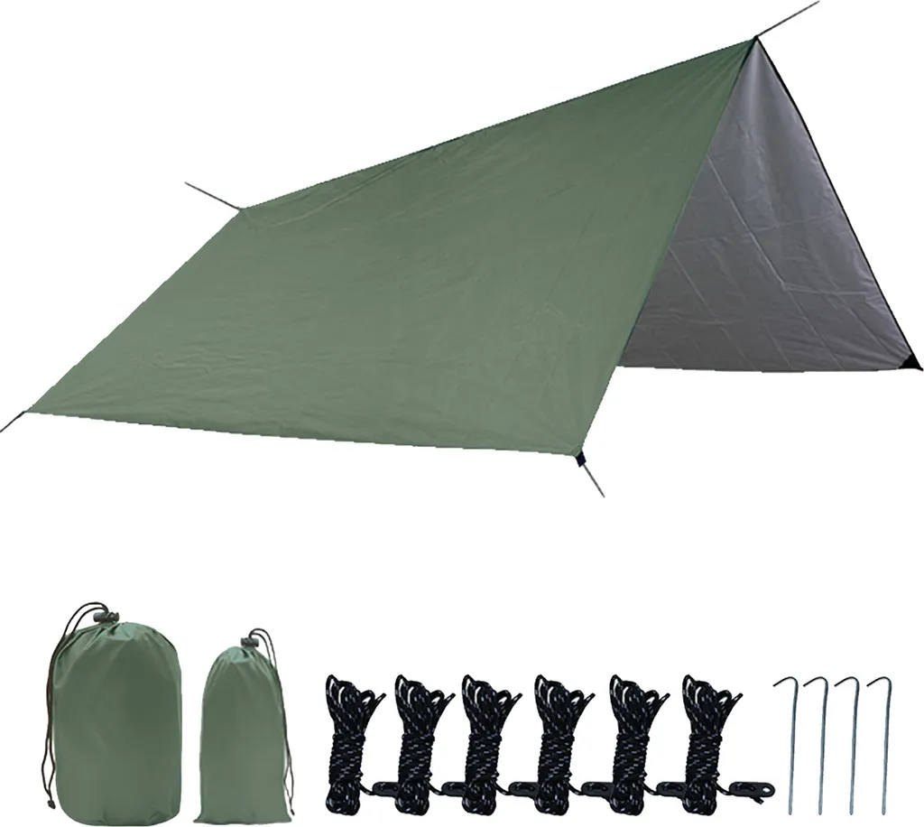 Voile d'ombrage 3x3m imperméable rectangulaire avec piquets et cordes - 2