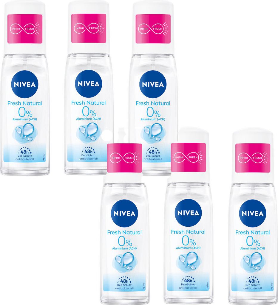 Nivea Deo Zerstäuber Fresh Natural 48h effektiver Schutz 75ml 6er Pack