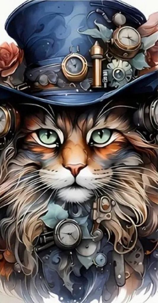 Diamantmosaik, Katze im Steampunk-Stil, Abstraktion, Katze Produktbild 